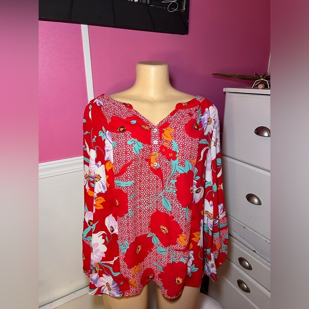 Floral Red Women's Top